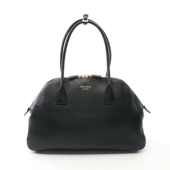 Prada SOFT GRAIN Tote Bag Leather Black - Picture 1 of 6